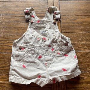 2 for $15 - Oshkosh 12M Watermelon Overall Shorts